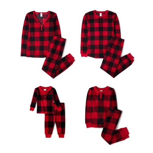 The Children's Place,Unisex Baby,Family Matching, Plaid Thermal Pajamas Sets,Red Buffalo Plaid,10