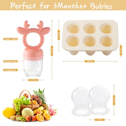 Image of Baby Fruit Food Feeder with Breastmilk Popsicle Molds,Teething Toys Silicone Teethers for Babies 3-12 Months for Baby Feeding Gift