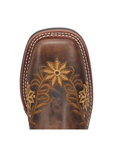 Laredo Women's Brown Secret Garden Floral Embroidered Pull-On Cowgirl Boot 58224