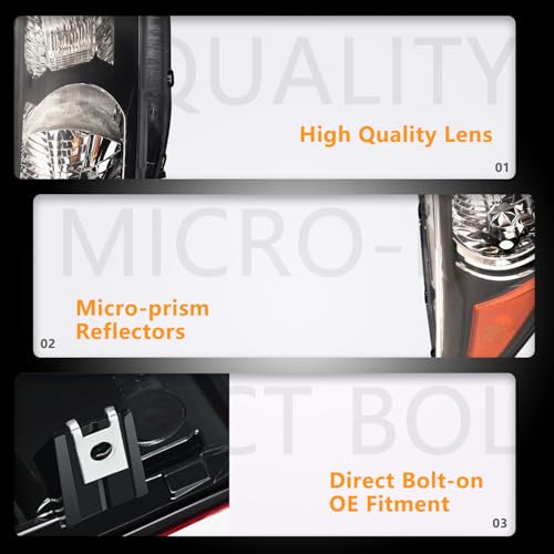 Headlight Assembly for 2012 2013 2014 Hon-da CR-V, OE-Style CR-V Halogen Head lamp with Clear Lens Black Housing Amber Reflector, Left Driver & Right Passenger Side, 1 Pair - Image 6