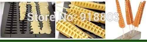 2 in 1 Commercial Use Non-stick 220v Electric Digital Lolly Waffle Stick Machine Baker Maker & Stainless Steel Holder Stand
