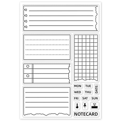 GLOBLELAND Clear Stamp Notebook Stamp Silikon-Stempelset 5 Silikon-Notizblock-Vorlagen Und 12 Marker Für Notizbücher Zum Selbermachen Tagebuch Schreiben Wochenplaner Aufgabenliste
