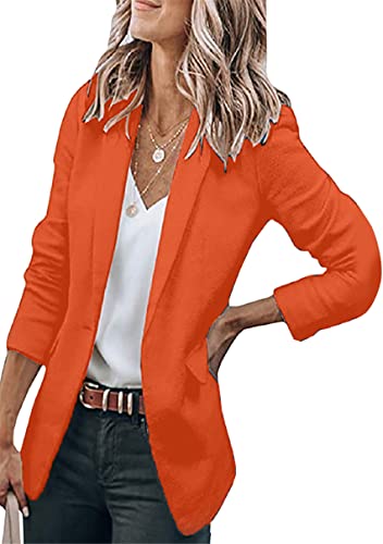 YMING Womens Casual Lapel Long Sleeve Blazer Open Front Work Jackets Button Solid Color Office Cardigan with Pockets