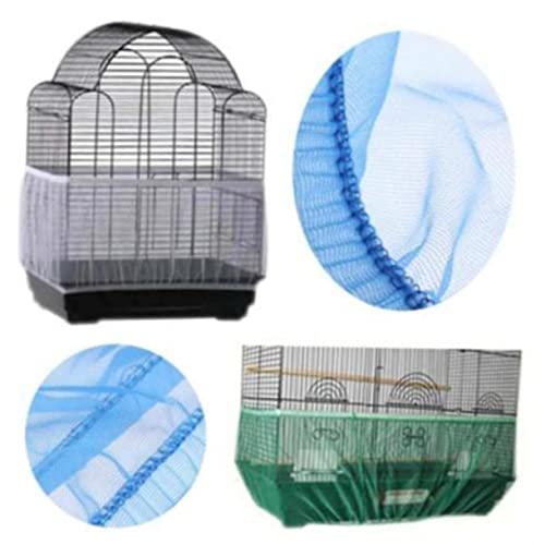 Abaodam Bird Cage Skirt Cover White Mesh Netting for Easy Cleaning Heavy Duty Elastic Fit Airy Design for Optimal Light Circulation for Parakeets Macaws and More