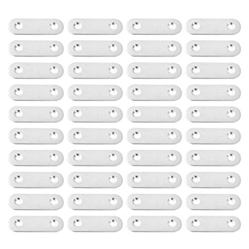 uxcell 40pcs Straight Bracket Stainless Steel 40mm Flat Brace Fastener Brackets Corner Protector Support w Screws for Furniture