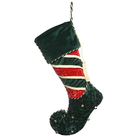Dibor Green Velvet Christmas Elf Stocking Cover