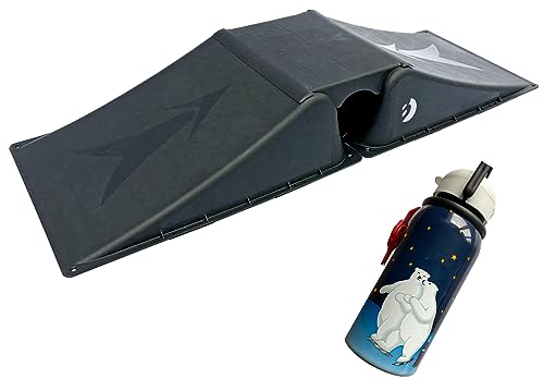Sandora Set Skater Rampe 3+1 mit Trinkflasche C.Bears 330 ml 99905 | 113 x 39,5 x 16 cm Sprungrampe, Skateboardrampe mit 60 kg Belastbarkeit | Skaterrampe
