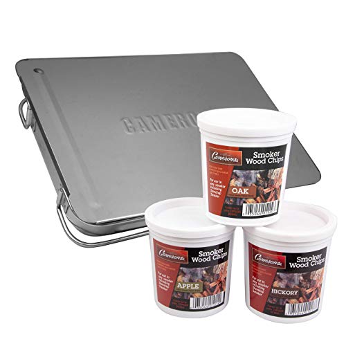 Camerons Original Stovetop Smoker -Indoor Outdoor Smoker Box Gift Set W/Oak, Apple, Hickory Wood Chip Pints & Recipe Guide-Use On Stovetop Or Bbq Grill -Great For Summer Bbq & Grilling Gift For Men #TOP6