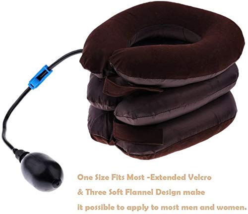 Image of Inflatable Cervical Neck Traction Air Inflatable Pillow Neck Head Stretcher Pain Relief Collar (for Adults, Brown)