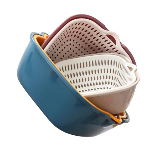 ULDIGI Juego de 6 Cestas de Plástico para Lavar Ropa y Escurridor de Platos Asas Laterales Diseño Doble Capa para Cocina Colador Multifuncional para Frutas y Verduras