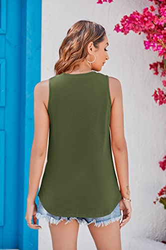 Women's High Neck Tank Top Sleeveless Blouse Plain T Shirts Pocket Cami Summer Tops #TOP3