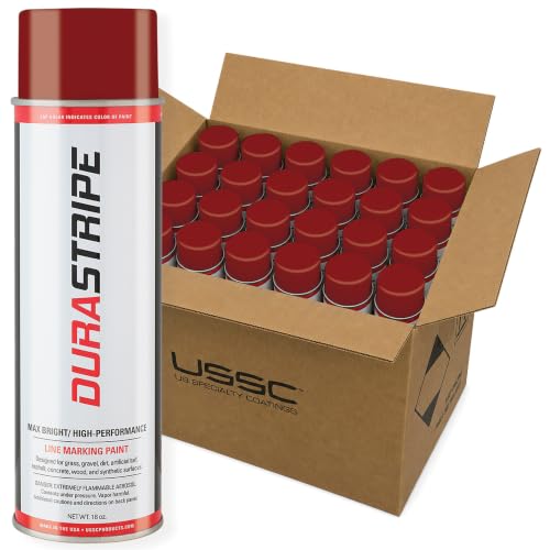 Image of Athletic Field Marking Paint - 2 Cases of 12 T-Tip Spray Cans (24 Total), 18 oz Each - Bright, Durable Field Striping Paint (Cardinal Red)