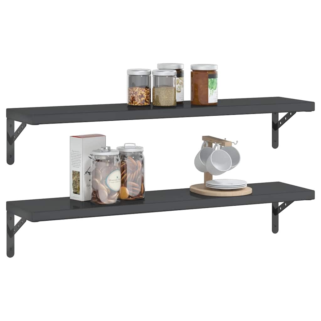 Generisch Wandregale 2 STK. 100x23,5 cm Schwarz Edelstahl,Möbel,Regalsysteme,Wandregale-3214513