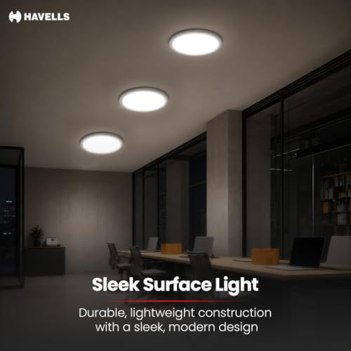 Image of Havells Aurika 30W LED Surface Ceiling Light|RGB Colour Changing + 3000K-6500K Tunable White|Dimmable with Remote Control|Modern Surface Mount Panel Light for Living Room, Bedroom & Home