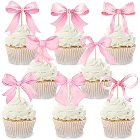 JarThenaAMCS Pink Bow Cupcake Toppers Cover