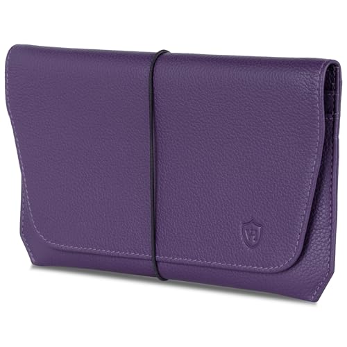 VON HEESEN Leder Reisepasshülle mit RFID-Schutz - Passport-Hülle aus echtem Leder - Reisepass-Organizer für stilbewusste Damen & Herren in Violet