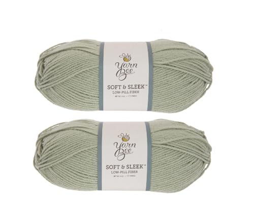 Image of Hobby Lobby Yarn Bee Soft & Sleek Yarn, 302 Sage, Set of 2 | 4 Medium Weight, 100% Low Pill Acrylic, 232 Yards Per Skein
