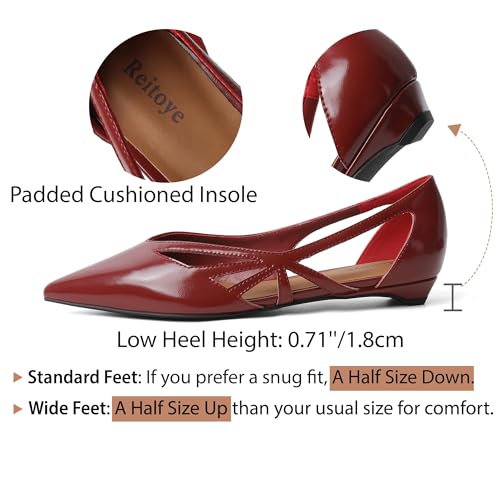 Image of Reitoye Ancore Red Flats for Womens Closed Pointed Toe Ballet Flat Comfortable Dressy Work Slip On Casual Shoes Womens Flats Size 7.5