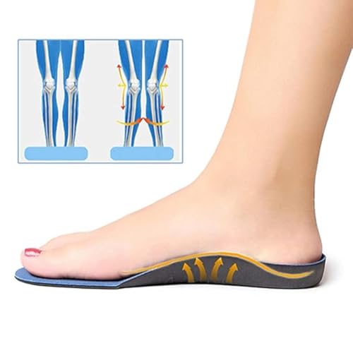 Image of Orthopedic Insoles for Plantar Fasciitis Medium Arch Support Shoe Inserts for Flat Feet, Heel Spurs & Foot Pain Relief - Shock Absorbing Comfort Insoles for Men & Women (Blue) Pack of 1 Pair