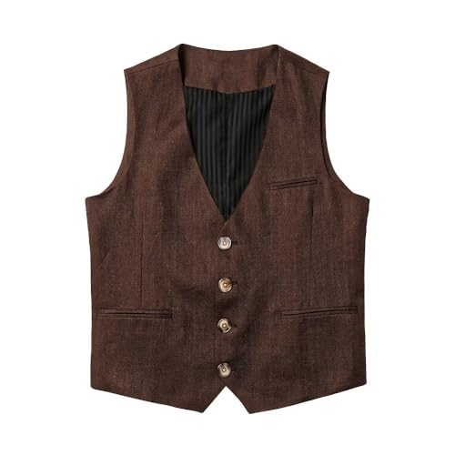 Mens Linen Vest Lightweight Waistcoat Summer Casual Beach Wedding Business Prom Dress Vest