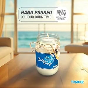Beach candle by tumbler home scented soy candle made in usa beachy candle makes great coastal decor long lasting 90 hour burn time island oasis  urban country home decor