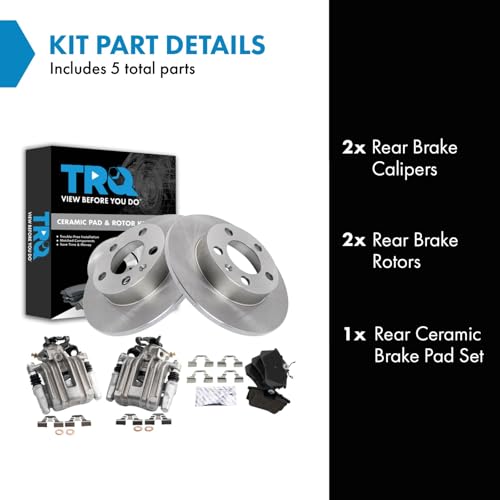 Image of TRQ Rear Brake Pad & Rotor Kit Ceramic Compatible with 2002-2006 Audi TT TT Quattro 1999-2008 Volkswagen Beetle 1999-2006 Golf