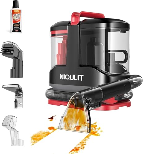 Portable Carpet & Upholstery Cleaner Machine -15Kpa Deep Cleaning for Area Rugs, Pets, Couch & Car, Cleaning Machine with Dual Size BrushHead & Self-Cleaning System, Spot Cleaner for Stairs/Furniture