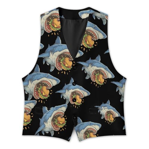Shark Hamburger Men's Suit Vest Slim Fit Business Dress Party Pattern Waistcoat Vest Top3