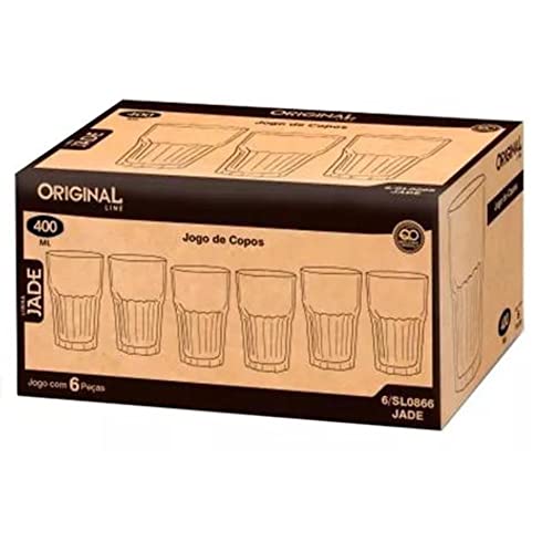 Jogo Kit 6 Copos Vidro Grosso Suco Água Drink Cerveja, Original Line Glass (310 ml)