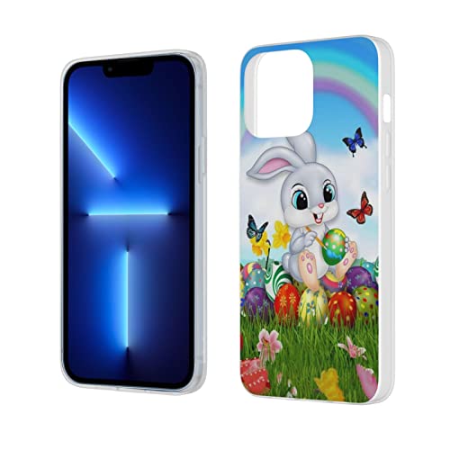 Rosihode Compatible For Iphone 13 Pro Case, Happy Easter Bunny Eggs Print Case For Women Men Girls Boys Slim-Fit Anti Scratch Shockproof Bumper Silicone Protective Cover Case For Iphone 13 Pro 6.1" #TOP1