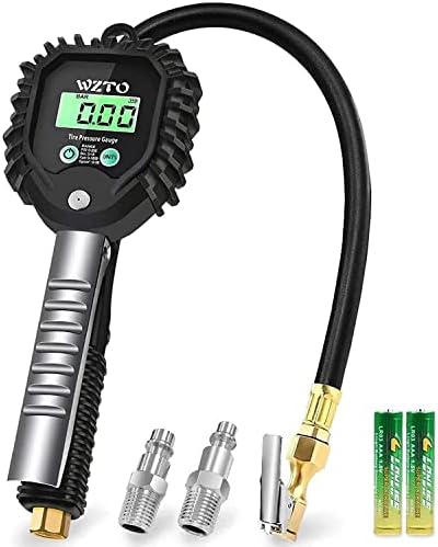 WZTO Digital Tyre Pressure Gauge 255 PSI High Precision 4 Settings Tyre Pressure Gauge With Backlit LCD Screen For All Vehicles Truck Motorcycle Black