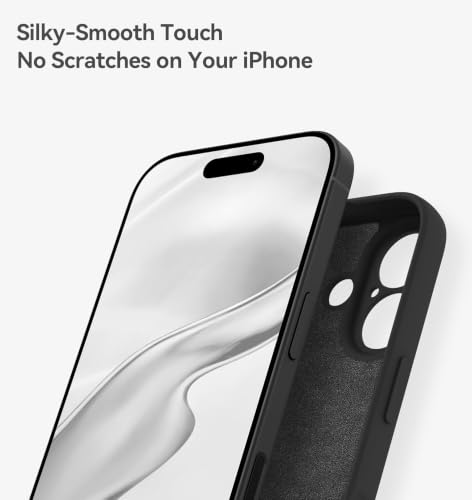 Image of DIZORO Square Microfiber Candy Case Compatible for iPhone 17 Shockproof Slim Back Cover Liquid Silicone Case - Black