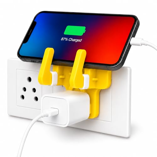 Image of Leo Universal Mobile Holder & Wall Socket Charging Stand | Anti-Slip ABS Mobile Stand for Smartphones & Tablets | Portable Multi Phone Holder for Home, Office & Travel