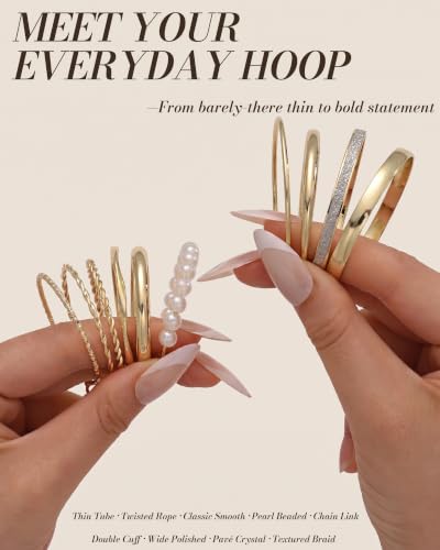 12 Pairs Gold Hoop Earrings Set for Women Fashion Jewelry Gifts 40mm 50mm - image 7