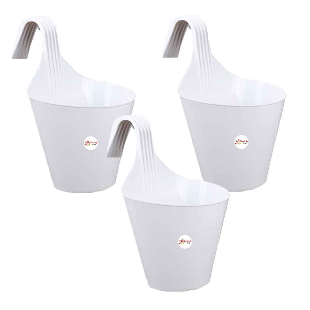 Kraft Seeds by 10 CLUB Plastic Hanging Planters for Home & Balcony Gardens (3 Pcs, 8 Inch, White) | Hanging Flower Pots for Home Plants | Planting Pots (B08PCKH6HP) Amazon Price History, Amazon Price Tracker