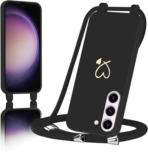 AoozeFon für Samsung Galaxy S23 5G Hülle mit Band, Handyhülle Samsung S23 5Gmit Kordel zum Herz, Schutzhülle Handyband m...