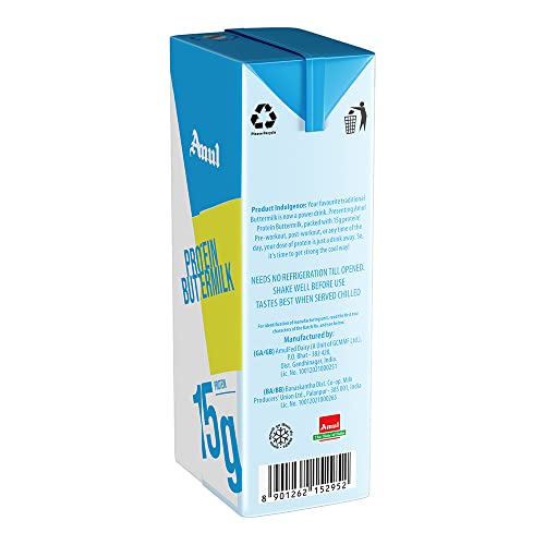 Image of Amul High Protein Buttermilk | 15g protein per pack | pack of 8 (8x200mL) | World's first