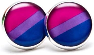 Bisexual Pride Stud Earrings，Bisexual Jewelry，Pride Flag Blue Purple Pink Earrings