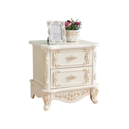 Comodino in Stile Europeo con 2 cassetti, tavolino da Letto, Stile provenzale Francese (A, 40 x 48 cm)