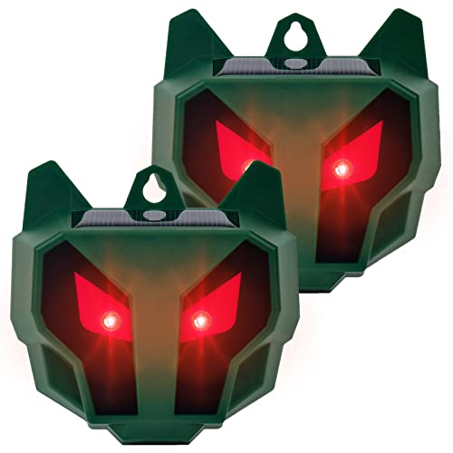 Solar Animal Repellent, Animal Repeller to Keep Skunk, Deer, Raccoon, Coyote, Fox Away from Garden Yard Farm Chicken Coop, 2Pack Deer Repellent Devices 
