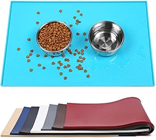 VIVAGLORY Large Dog Feeding Mat Food Grade Waterproof Non-Slip Silicone Pet Food Mat Cat Dog Food and Water Bowl Placemat Anti-Messy Design, Grey
