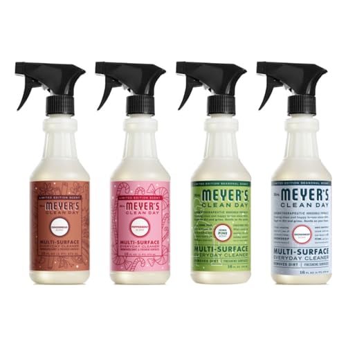 Image of Mrs. MEYER'S CLEAN DAY Multi-Surface Cleaner 4 Pack Variety Pack, Iowa Pine, Peppermint, Snow Drop, Gingerbread, 16 Fl Oz Each, 1 CT