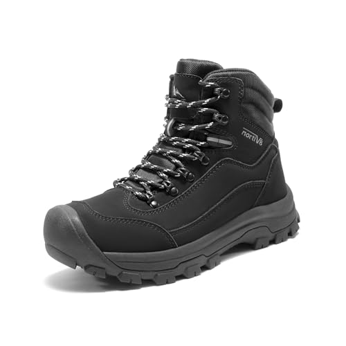NORTIV 8 Women's Hiking Boots Waterproof Trekking Camping Trail Backpacking Boots for Outdoor 6.5 Black