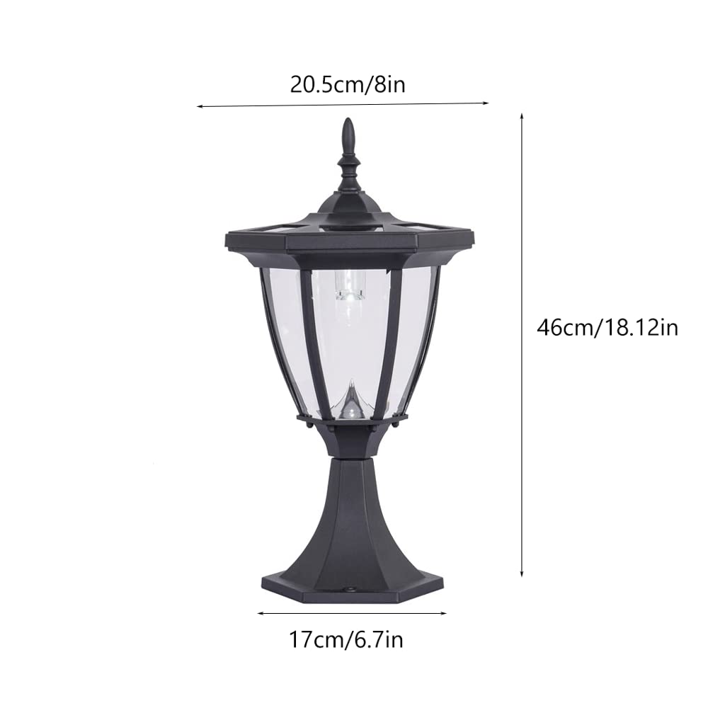 18-calowe zewnętrzne oświetlenie solarne LED, pojedyncze filary europejskie retro z podstawą montażową na molo, wodoszczelna konstrukcja antykorozyjna IP65, odlew aluminiowy lampion tak