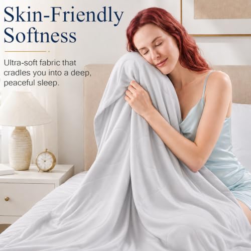 LULLUX Cooling Blanket for Hot Sleepers, Cooling Comforter Queen Size, Grey - image 6