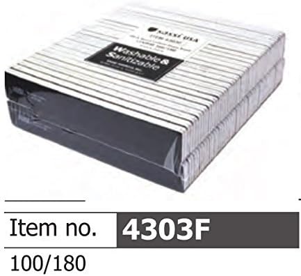 Sassi 100/180 Grit Black Square Cushion Emery Board 50 pieces, Professional, salon , pedicure, manicure, nail art, nail block, sanding paper, emery board, miracle shiner, washable, sanitizable, shiner, buffer, buffer block, cosmetic