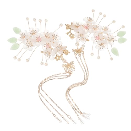 Pince à cheveux chinoise artisanale fleur et pompon au style vintage