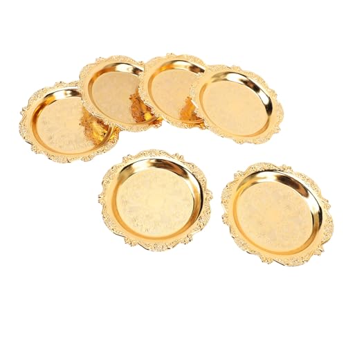 Qcwwy Piastra di Antipasto da 6 Pezzi, Piatto da Porto in Metallo Antico Sdolcinato Antico a Forma di Fiori a Forma di Vassoio Riutilizzabile Decorativo Piatto di Dessert