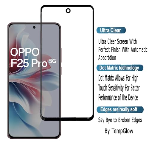 Image of Screen Protector for Oppo F25 Pro 5G (Black) Tempered Glass Edge-to-Edge 6D Screen Guard With Installation Kit