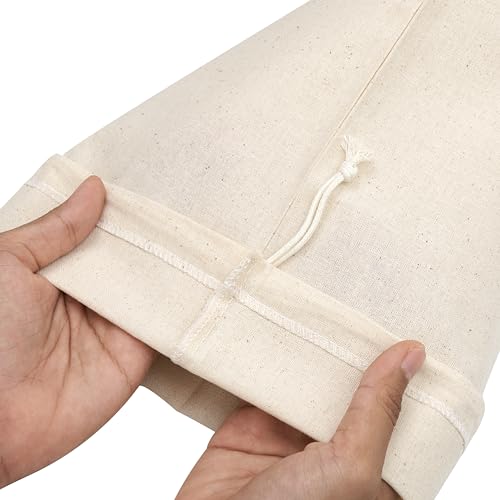 100 Percent Cotton Drawstring Bags, Reusable Quality with Double String, For Storage Pantry Wardrobe Shoes - Pack of 6 (Natural Beige, 14 x 17 Inch)4